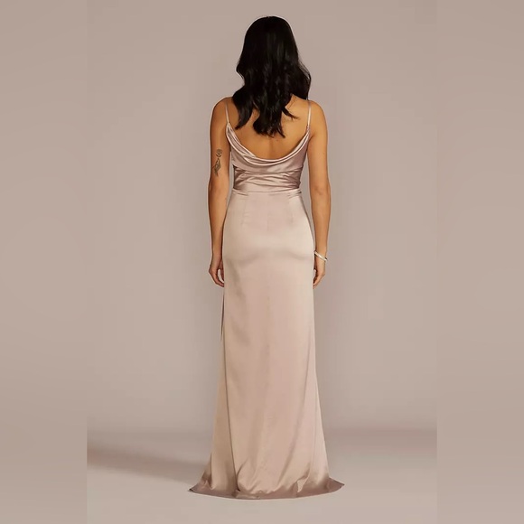 EUC Wine Stretch Charmeuse Cowl Back Dress - Size 12 - Celebrate DB Studio - Picture 2 of 5